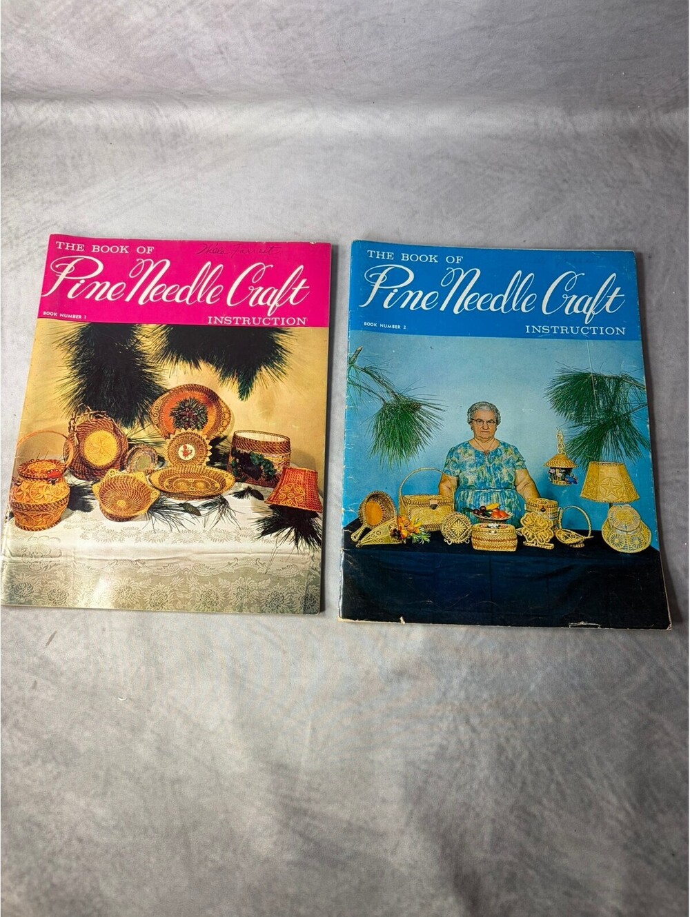 Vintage Pine Needle Craft Books 1 & 2 Veronica T. Walsh Basket Weaving 1960s 70s